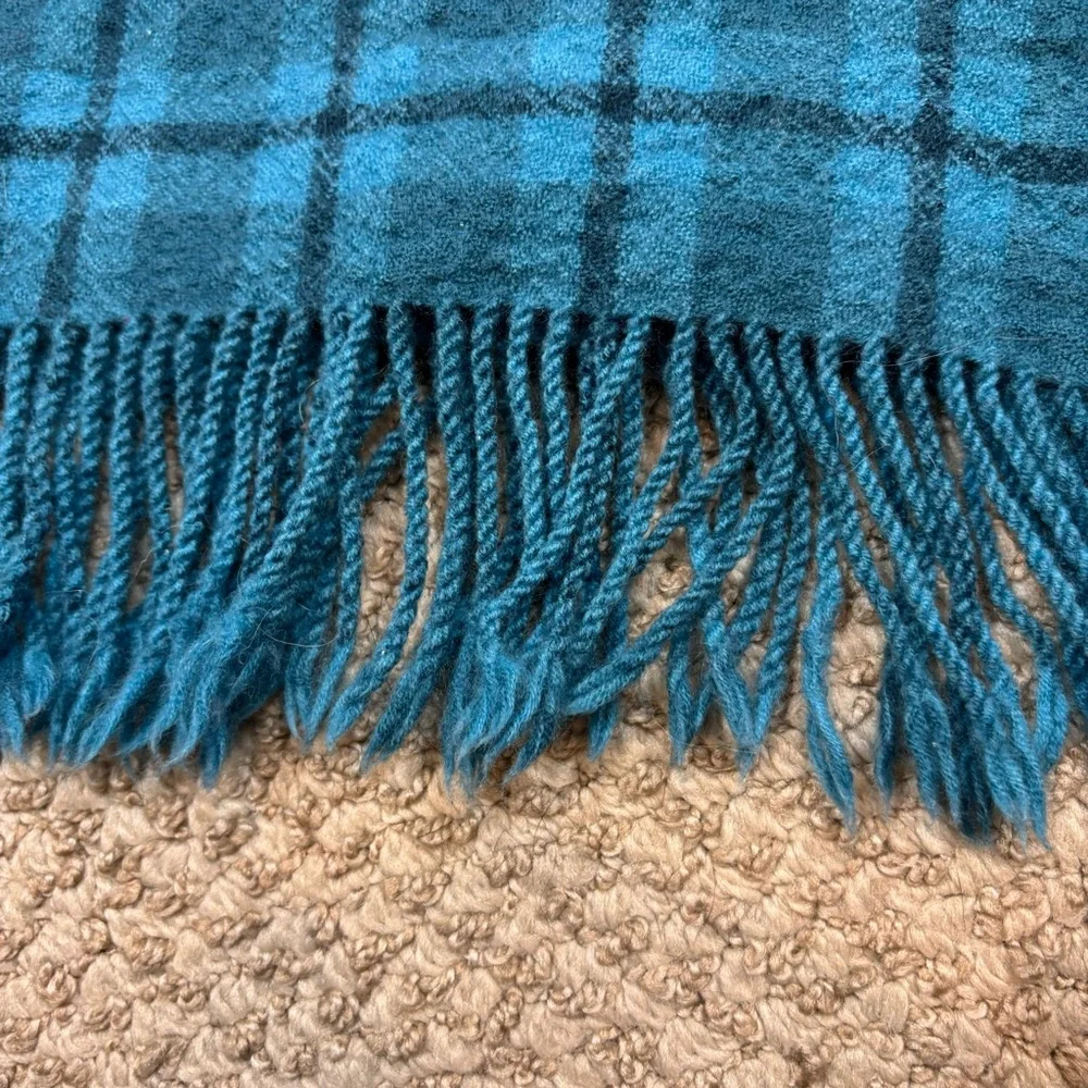 Ladies Coach Reversible Signature Plaid Double Face Fringe‎ End Scarf Dark Teal